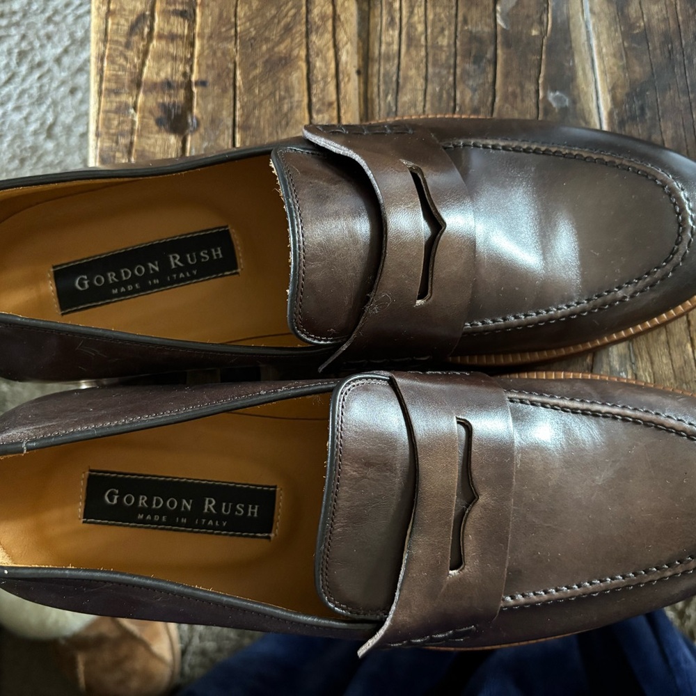 Gordon Rush Brown Leather Loafers Classic Slip-Ons